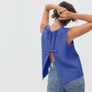 Everlane tie-back tank in cornflower blue. Size medium.